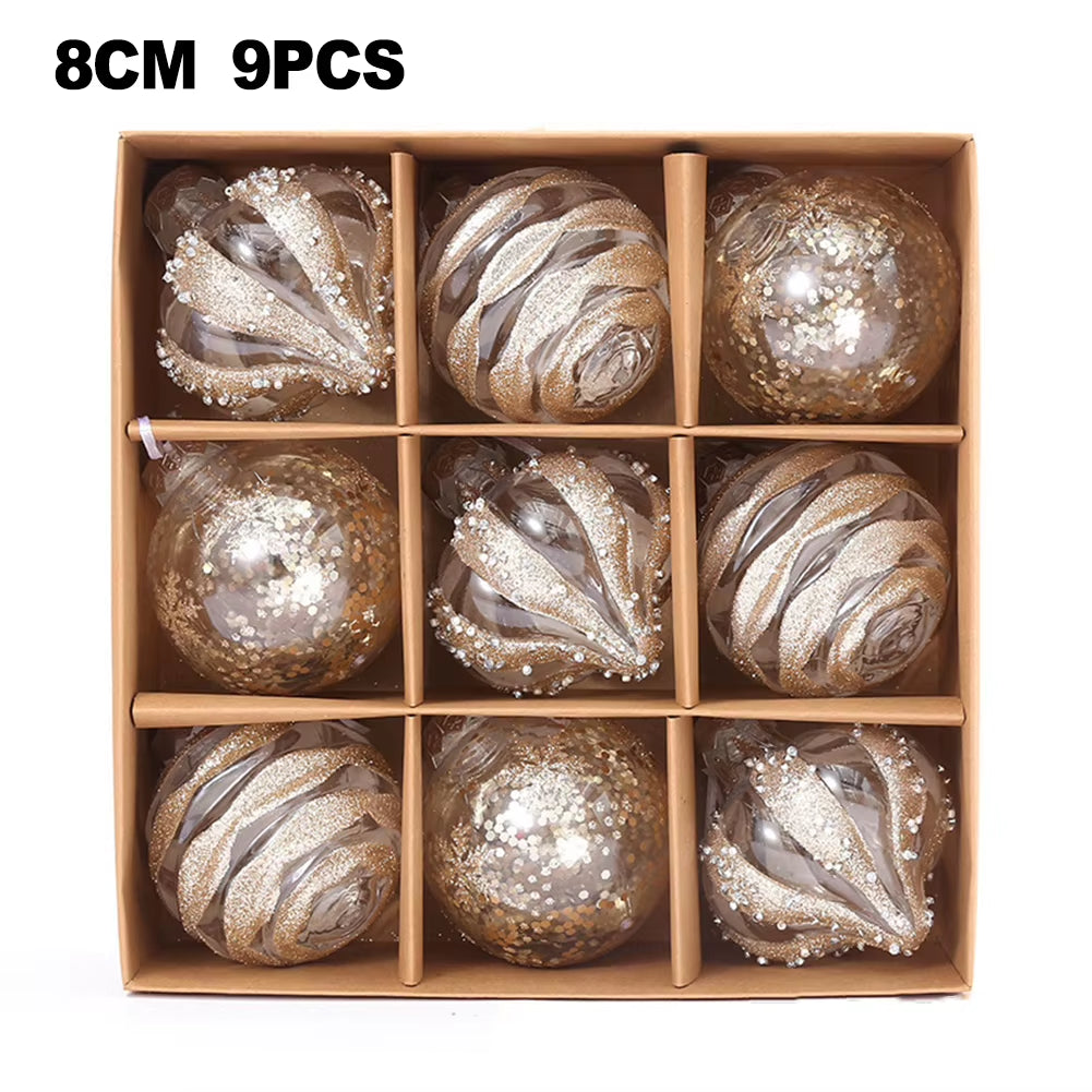 9Stück Weihnachtskugeln aus Plastik in Gold/Weiß/Rot/Blau/Pink/Rosé Gold/Champagner/Grün
