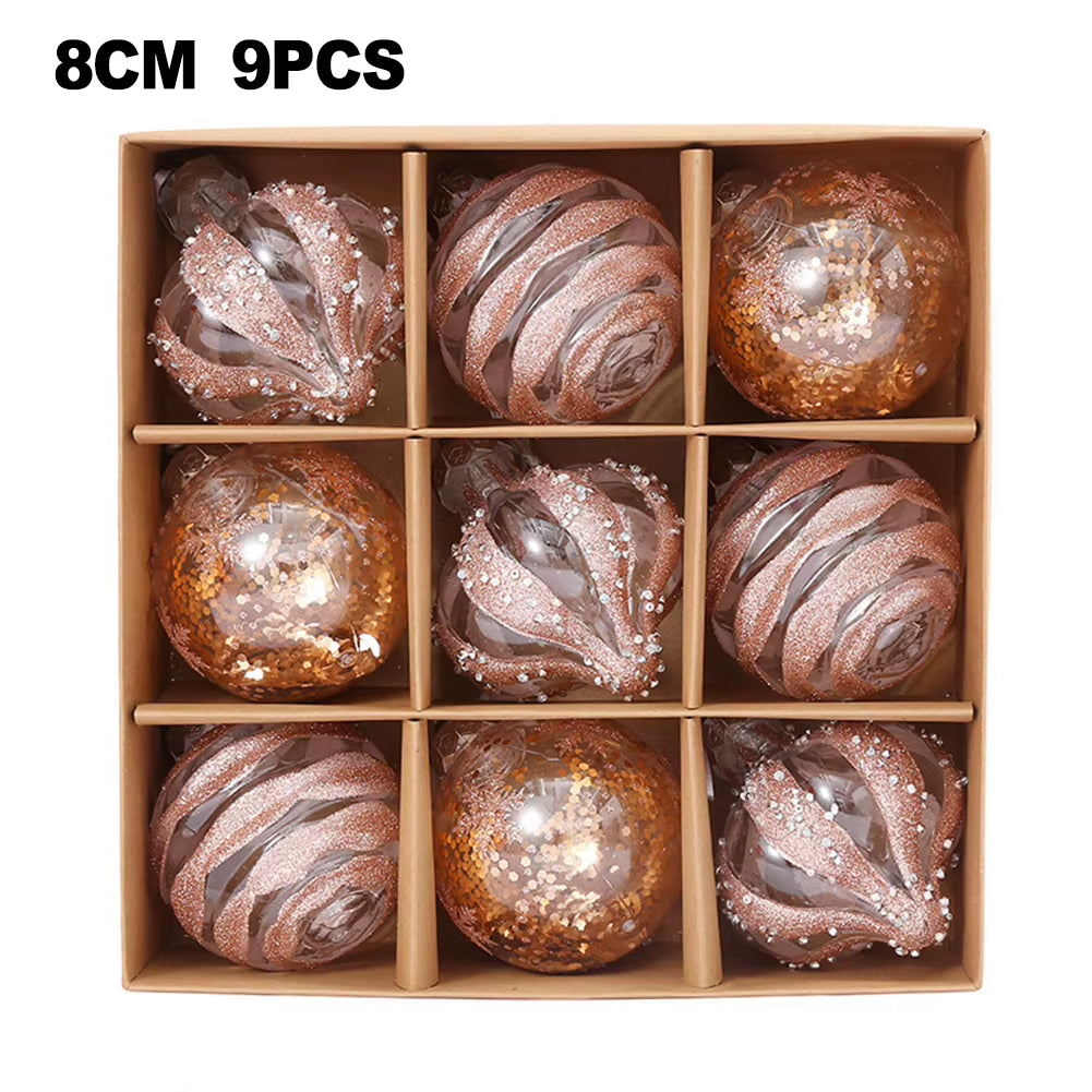 9Stück Weihnachtskugeln aus Plastik in Gold/Weiß/Rot/Blau/Pink/Rosé Gold/Champagner/Grün