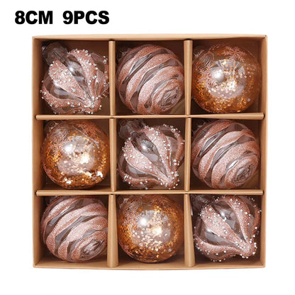 9Stück Weihnachtskugeln aus Plastik in Gold/Weiß/Rot/Blau/Pink/Rosé Gold/Champagner/Grün