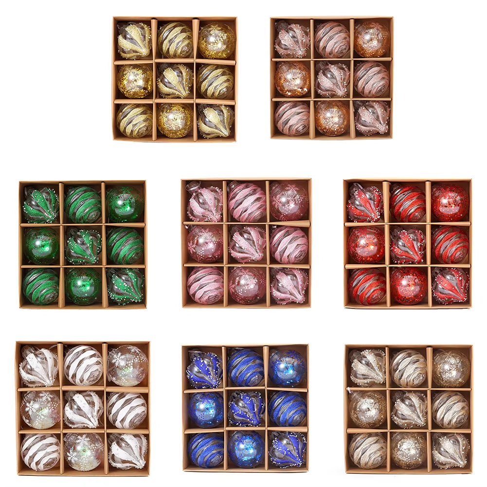 9Stück Weihnachtskugeln aus Plastik in Gold/Weiß/Rot/Blau/Pink/Rosé Gold/Champagner/Grün