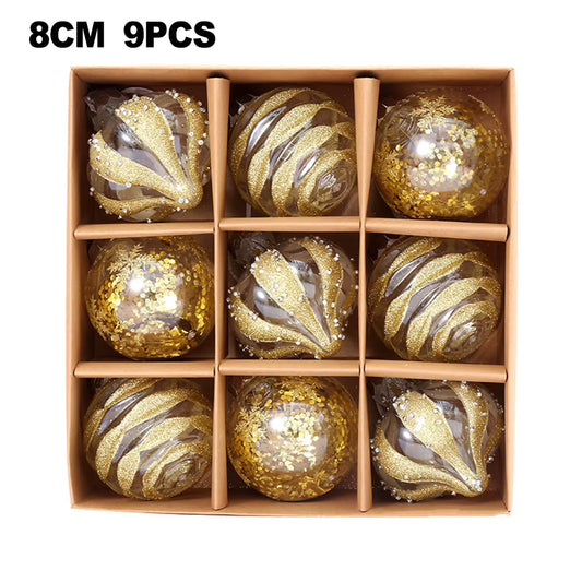 9Stück Weihnachtskugeln aus Plastik in Gold/Weiß/Rot/Blau/Pink/Rosé Gold/Champagner/Grün
