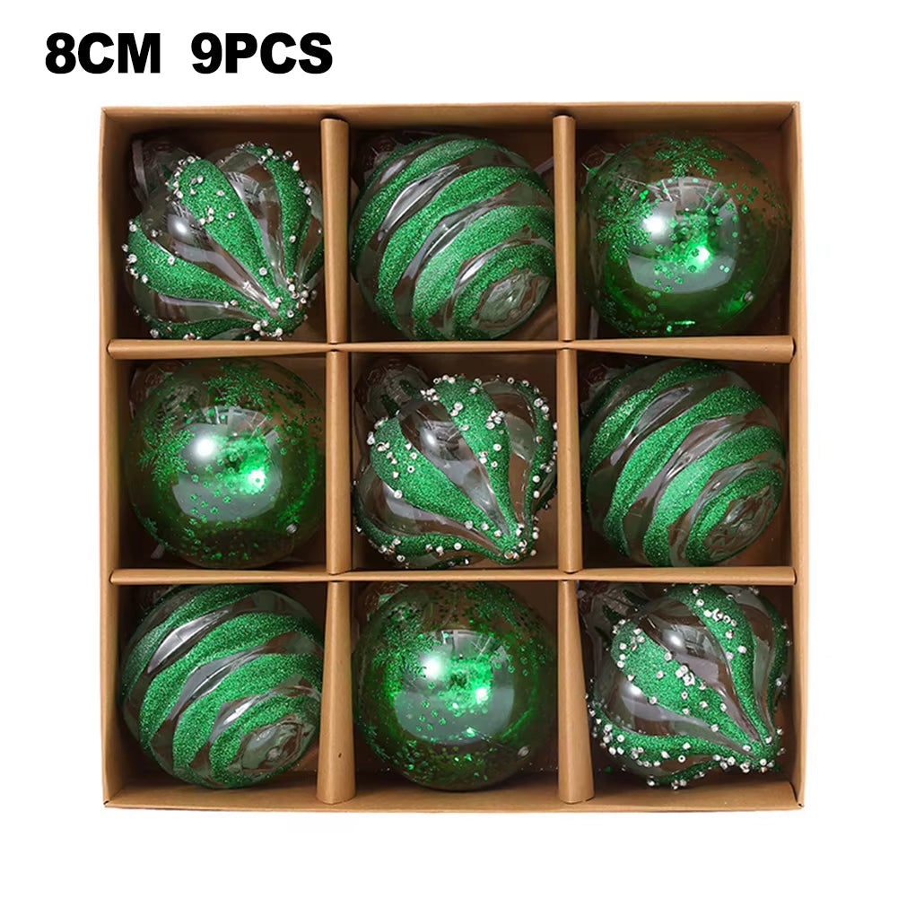 9Stück Weihnachtskugeln aus Plastik in Gold/Weiß/Rot/Blau/Pink/Rosé Gold/Champagner/Grün