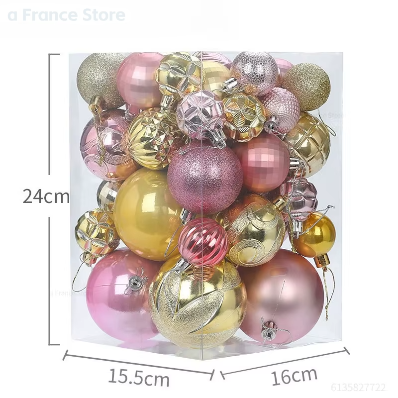 Festliche Weihnachtskugeln 34er Set – Rote & Blaue Glanzkugeln für Baum, Tisch & Party 202