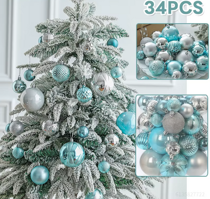 Festliche Weihnachtskugeln 34er Set – Rote & Blaue Glanzkugeln für Baum, Tisch & Party 202