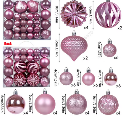 48er Set Hohl-Weihnachtskugeln – 4/6/8 cm, Einzigartige Formen für Baum & Festliche Dekoration 2025