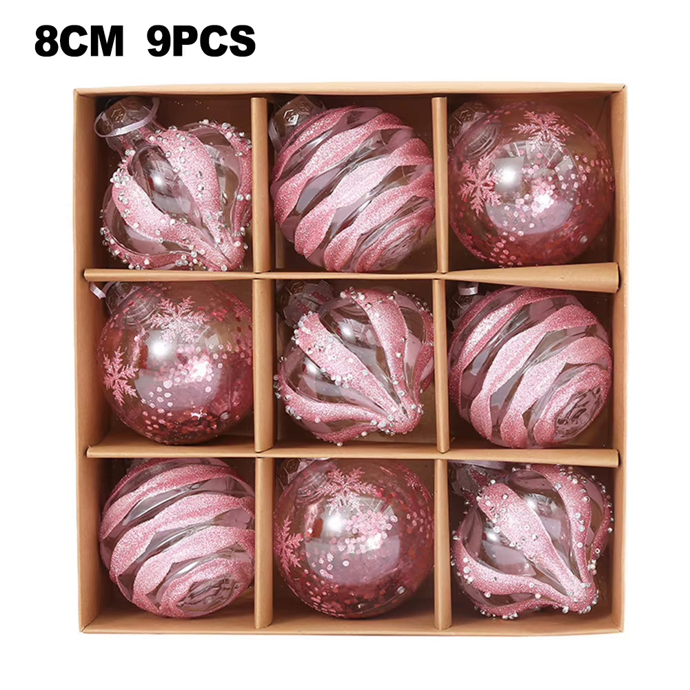 9Stück Weihnachtskugeln aus Plastik in Gold/Weiß/Rot/Blau/Pink/Rosé Gold/Champagner/Grün