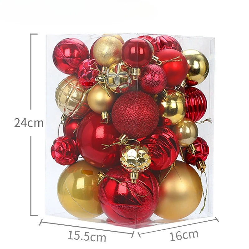 Festliche Weihnachtskugeln 34er Set – Rote & Blaue Glanzkugeln für Baum, Tisch & Party 202