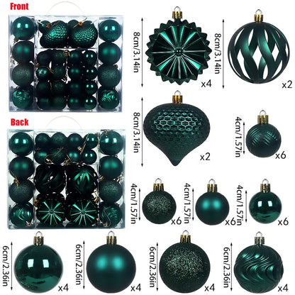 48er Set Hohl-Weihnachtskugeln – 4/6/8 cm, Einzigartige Formen für Baum & Festliche Dekoration 2025