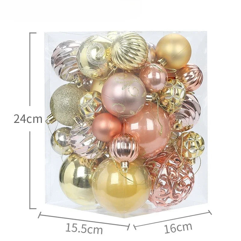 Festliche Weihnachtskugeln 34er Set – Rote & Blaue Glanzkugeln für Baum, Tisch & Party 202