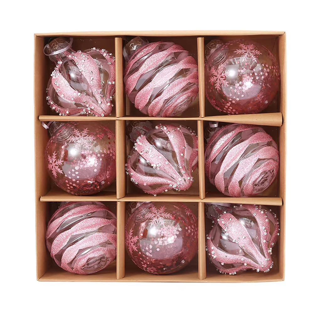 9Stück Weihnachtskugeln aus Plastik in Gold/Weiß/Rot/Blau/Pink/Rosé Gold/Champagner/Grün